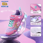 Skechers斯凯奇儿童鞋女童闪灯鞋春秋款运动鞋甜美发光大童休闲鞋302145L 粉红色/多彩色/PKMT 30