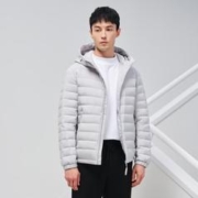 TANBOER 坦博尔 鹅绒轻薄羽绒服男短款连帽渐变雪山秋冬外套