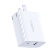 绿联苹果充电器iPhone/iPad快充头PD30W多口USB/Type-C组合插头适用华为22.5W苹果15/14/13ProMax手机