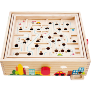 Hape儿童迷宫玩具游戏盒平衡训练幼儿园教具早教立体滚珠E8355