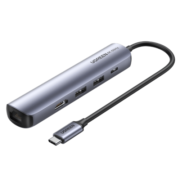 绿联Type-C扩展坞USB-C拓展坞分线器转HDMI转网口千兆有线网卡转接头HUB3.0适用苹果15Macbook华为笔记本电脑