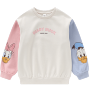 迪士尼（Disney）男女童儿童卫衣春秋套头长袖t恤保暖新年衣服女打底衫新款上衣 撞色米白加绒-（女童） 120cm