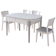 全友家居餐桌椅组合现代简约饭桌家用小户型餐桌圆桌岩板餐桌DW1028K 岩板餐桌灰（1.3m）+28K餐椅A*4