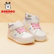 BoBDoG 巴布豆 童鞋儿童运动鞋春秋款软底女宝宝学步鞋 101233100 乳白/胭脂红22