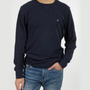 京东百亿补贴：TOMMY HILFIGER 新款时尚潮流男士长袖T恤 深蓝色09T3585-410 M