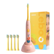 力博得（Lebooo）儿童电动牙刷 智能震动软毛防水全自动 智能声波牙刷 标配四刷头（3-15岁儿童）YOYO 萌趣粉