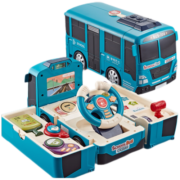 麦宝创玩模拟声光音效驾驶室变形巴士玩具车早教机儿童变形玩具 变形巴士-红色-电池版