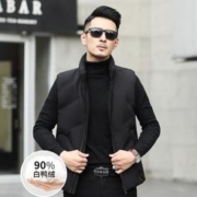 YAYA 鸭鸭羽绒服 秋冬立领男士马甲保暖纯色百搭中青羽绒男士背心马夹男