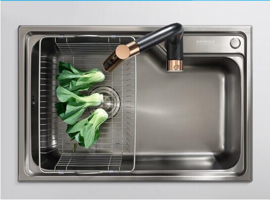悍高（HIGOLD） 黑钛纳米厨房拉伸水槽单槽304不锈钢洗菜盆洗碗池 75x45 配抽拉龙头