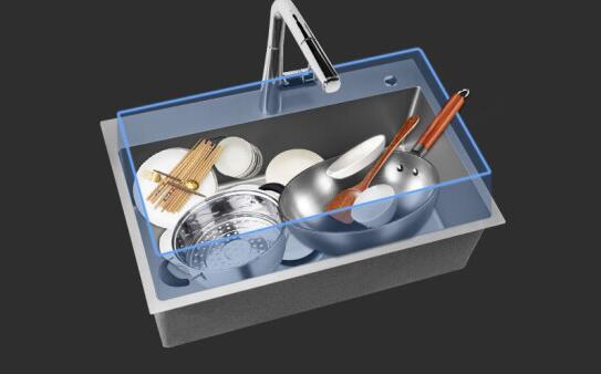 九牧（JOMOO）厨房水槽单槽加厚不锈钢一体盆洗碗槽纳米抗刮龙头 70*45（含抽拉龙头）