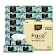 洁柔抽纸 加厚4层100抽面巾纸*20包 油画Face大尺寸高端柔软亲肤