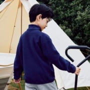 TOREAD 探路者 QACJ95245 儿童抓绒卫衣 藏蓝/乔戈里黄 120cm