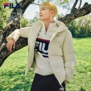 FILA 斐乐 情侣羽绒服2023冬新保暖连帽加厚外套男女
