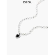 ZENGLIU ZEGL爱心人造珍珠项链女气质设计感黑玛瑙锁骨链