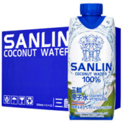 限移动端：SANLIN 三麟 100%椰子水 富含天然电解质 泰国进口NFC椰青果汁330ml*24瓶 整箱
