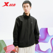 特步（XTEP）外套男夹克秋季男装户外上衣简约运动服立领防风运动夹克 黑 L/175