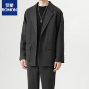 ROMON 罗蒙 ins休闲毛呢西服男韩版潮流痞帅气小西装上衣港风潮牌单西外套