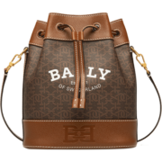 巴利（BALLY）女士CLEOH系列老花图案单肩斜挎包水桶包棕色6239007 送女友