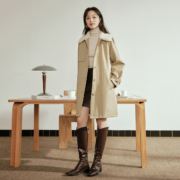 inman 茵曼 夹棉风衣棉服女式 18348348HM448