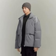 GXG 男装 2023年冬季新款肌理感宽松休闲加厚保暖立领男士羽绒服男