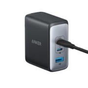 Anker 安克 氮化镓充电器GaN2 100W三口快充大功率iPhone15/14/13/12/11手机笔记本平板充电头黑含数据线