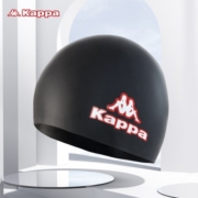卡帕（Kappa） 游泳帽男女通用纯色泳帽防水不勒头长发硅胶显脸小护耳泳帽 黑色