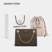 MAKEUP KITTEN 包包女包轻奢侈小MK老花单肩包腋下包托特包生日礼物送女友 橡果棕-2023新时尚款