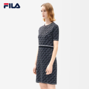 FILA斐乐官方女子连衣裙2023时尚优雅圆领编织连衣裙 160/80A/S