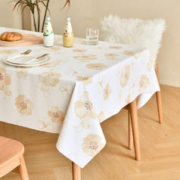MEIWA 桌布 防水防油防烫长方形PVC茶几布餐桌垫台布 137*180cm水墨杏色
