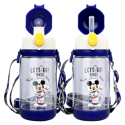迪士尼（Disney）儿童水杯 双盖Tritan宝宝吸管杯夏季塑料杯女学生水壶 520ML米奇