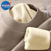 NASA ADIMEDAS 针织衫男秋冬季保暖柔软加绒加厚高领毛衣青少年加大码休闲套头衫 卡其色 M(推荐95-110斤)