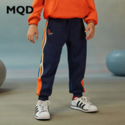 MQD 马骑顿 童装男童针织运动裤冬装新款儿童中大童条纹加绒长裤子 藏青 140cm