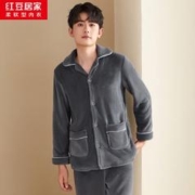 红豆居家 秋冬男女保暖珊瑚绒睡衣家居服 款睡衣套装 B727/728 波斯灰-男 180/100A