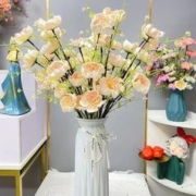 轻奢仿花摆设杜鹃花 白色 3支5头大花