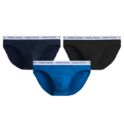诺帝卡Nautica Underwear内裤男士宽松棉氨弹力三角底裤3条装礼盒装 深海蓝+黑+湖蓝-三角 XXXL