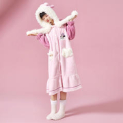 BANDGEWOO 阪织屋 迪士尼黛西秋冬新品舒棉绒女闺蜜装睡袍厚保暖连帽家居服女