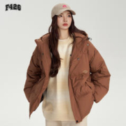 F426 国潮牌情侣嘻哈冬季宽松简约环形LOGO连帽羽绒服