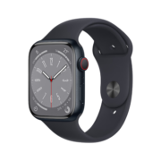 Apple Watch Series 8 智能手表GPS+蜂窝款45毫米午夜色铝金属表壳午夜色运动型表带eSIM手表 S8 MNK53CH/A
