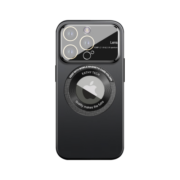堡垒岛 苹果14手机壳Magsafe磁吸瞳眼漏标保护壳iPhone14PM磨砂全包超薄玻璃镜头膜防摔 【经典黑】玻璃镜头磁吸保护壳 iPhone 14