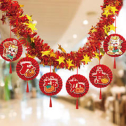 MEIQING 美青 新年装饰纸扇拉花挂件 折纸扇拉花-万事如意