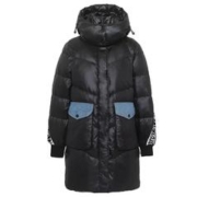 雪中飞 秋冬女士温暖连帽牛仔拼接显瘦版型中长款羽绒服