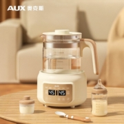 奥克斯（AUX）恒温水壶调奶器智能全自动电热水壶多功能温奶器暖奶器全玻璃壶 绿标配1.3L(小夜灯+2包除垢剂)