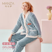 manza 玛伦萨 双面舒秋冬史努比可外穿厚长款睡衣暖绒女士家居服