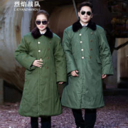 烈焰战队 军大衣 男女冬季加厚加长防寒军绿棉大衣 （卡毛款）军绿棉大衣