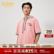 Cabbeen 卡宾 男装坡子街印花T恤夏新款城市主题趣味短袖潮流上衣宽松H 粉红色04 52/180/XL