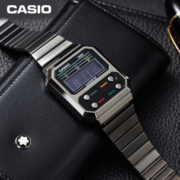 卡西欧（CASIO）时尚复古潮流小方块银色学生表男士手表 A100WEGG-1A