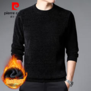皮尔·卡丹 皮尔卡丹（pierre cardin）雪尼尔毛衣宽松针织衫保暖内上衣加绒加厚 黑色