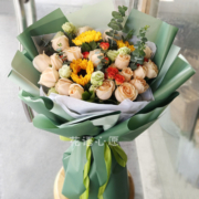 花语心愿花语心愿向日葵鲜花速递同城配送感恩节礼物北京上海武汉天津深圳 Z款19香槟玫瑰3向日葵