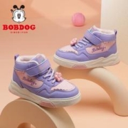 BoBDoG 巴布豆 旗舰店官方旗舰女童板鞋2023冬季新款加绒棉鞋aj儿童运动鞋