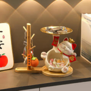 花草堂 招财猫钥匙收纳玄关装饰品摆件家居入户门口鞋柜客厅乔迁新居